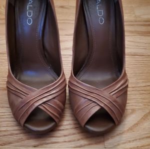 ALDO NAvedo Cognac Peep-toe Pumps
